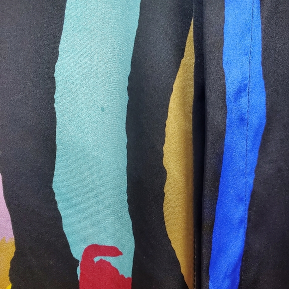 Genelli Men's XXL Vintage 90s 100% Silk Multi-Colored Button Down Shirt - Picture 10 of 11